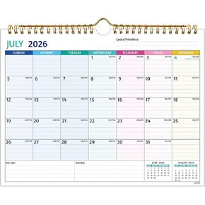 Wall Calendar 2026-2028 – Jul 2026 – Jun 2028, 2 Year Calendar 2026-2028, 11 x 8.5 In, 2026 Calendar 24 Months, Small Monthly Calendar with Ruled Blocks, Thick Paper, Holidays, To-dos ＆ Notes in Kuwait