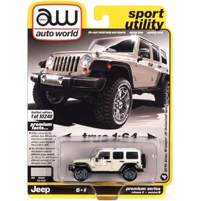 2018 Wrangler JK Unlimited Sport Gobi Beige مع قمة بيضاء وخطوط بيضاء Ltd Ed 10240 قطعة 1/64 Diecast نموذج سيارة من Autoworld 64282-AWSP054 B in Kuwait