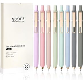 عبوة من 8 أقلام حبر جاف من Sooez، أقلام حبر سوداء متوسطة الحجم مقاس 1.0 مم، قلم كتابة ناعم لليوميات، قلم لطيف ذو قبضة ناعمة للنساء، الممرضات، اللوازم المدرسية المكتبية، هدايا للمعلمين الصغار، متعدد الألوان in Kuwait
