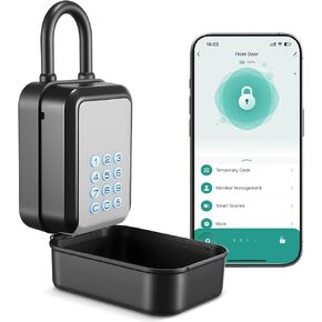 صندوق قفل المفتاح الذكي صندوق قفل بلوتوث إلكتروني مع التحكم في تطبيق Tuya وأنواع رمز PIN، شارك صندوق قفل المفتاح الإلكتروني لمكتب منزل Airbnb Realtor مع تكبل قابل للإزالة (فضي) in Kuwait