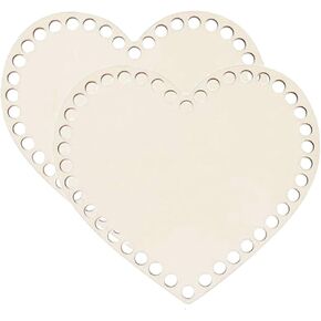 KONTONTY Heart-Shaped Wooden Basket Bottom 5.9 Inch Pre-Drilled Crochet Base for DIY Bag Making and Craft Projects in Kuwait