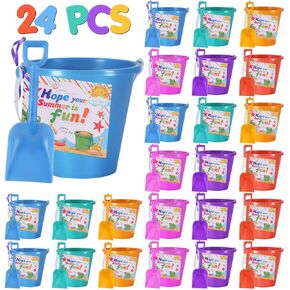 دلاء الشاطئ الرملية مقاس 5 بوصات مع المجارف، دلو الماء لمتعة الشاطئ، ملحقات حفلات الصيف الرائعة مع مجموعة أشرطة البطاقات البريدية in Kuwait