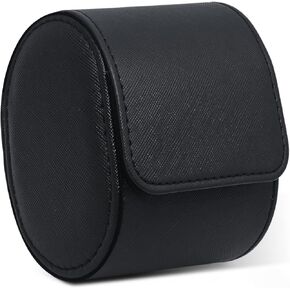 Watch Roll Travel Case for 3 Watch, Watch Case for Men and Women, Luxury Leather Portable Watch Case Roll Organizer for Home Storage, Travel and Display with WHITE BOX (Black, 3 slot) in Kuwait