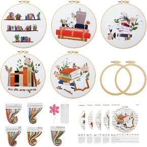5 Sets Skull Embroidery Kits for Beginners Adults, Anatomy Embroidery Starter Kit for Doctors Nurses Christmas Gifts with Floral Stamped Pattern DIY Needlepoint Kit Cross Stitch Set Includes 2 Hoops in Saudi Arabia