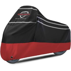 Ultimum Series Motorcycle Cover Waterproof All Weather Protection Universal Heavy Duty Night Reflector with Lock-Holes Compatible with Suzuki Harley Davidson Kawasaki Yamaha Honda Red Medium in Kuwait