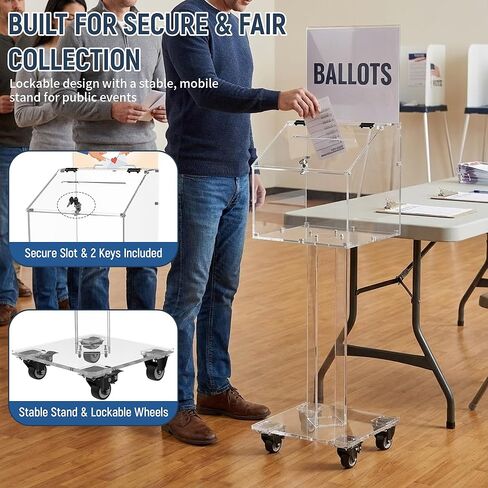 Tredre Acrylic Donation & Suggestion Box with Slot and Lock, Large Capacity Offering box with Stand for Fundraisers, Church, Charity & Hospital, Floor/Tabletop Convertible (Clear, 13.7"×13.7"×39.3") in Saudi Arabia