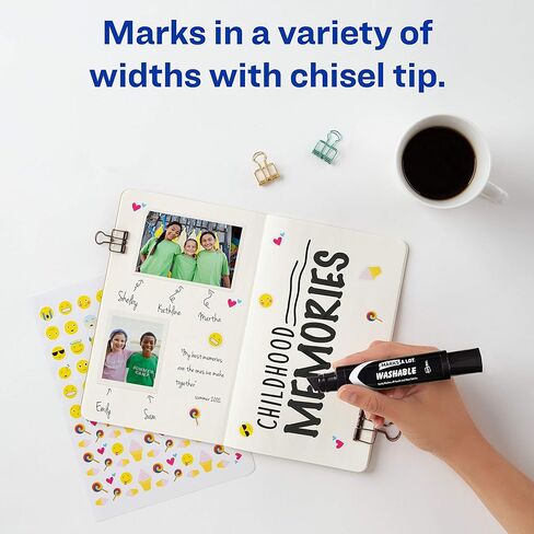 Marks A Lot قلم تحديد أسود جامبو قابل للغسل، طرف إزميل، 1 لكل عبوة، 4 عبوات، 4 أقلام تحديد إجمالي (24158) in Saudi Arabia