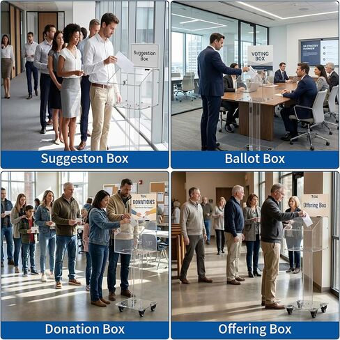 Tredre Acrylic Donation & Suggestion Box with Slot and Lock, Large Capacity Offering box with Stand for Fundraisers, Church, Charity & Hospital, Floor/Tabletop Convertible (Clear, 13.7"×13.7"×39.3") in Saudi Arabia