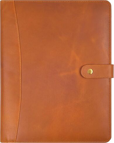 Leather Resume Portfolio Folder for Interview, Professional Padfolio Organizer Binder A4, Graduation & New Job Gift for Men Women – Brown in Kuwait