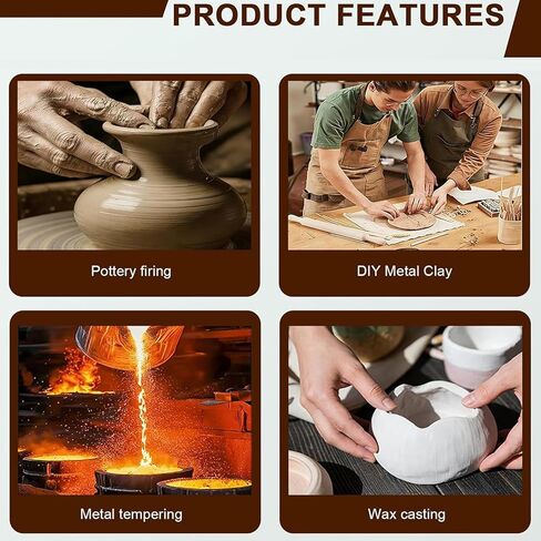 1150℃ Electric Muffle Furnace, 1750W Pottery Kiln with PID Temperature Control, Window for DIY Projects, Home Ceramics, Plaster Molding, Ideal for Artists and Hobbyists in Kuwait