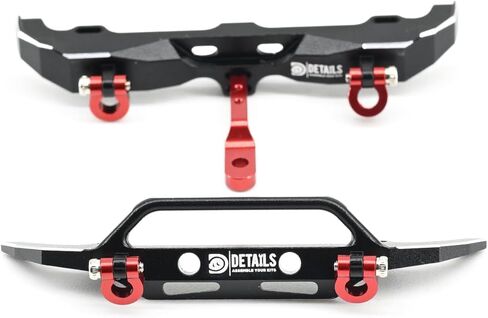Aluminum Alloy Front & Rear Bumper with Red Shackles for Axial SCX30 Bronco, 1/30 Scale RC Car Upgrade Part (Black) in Kuwait