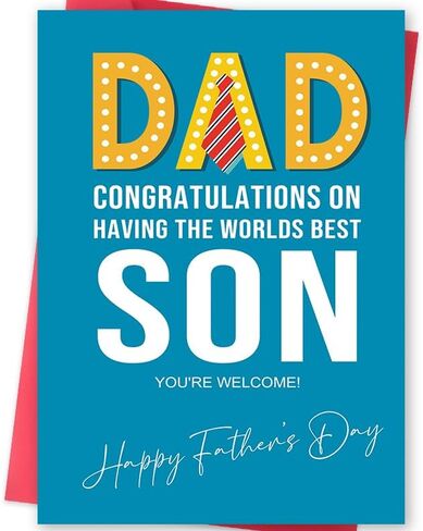 Fathers Day Card for Son, Happy Father's Day Son Card, Fathers Day Gift for Men, Heartfelt Greeting Card for a Good Men and Father, Proud Parent Card in Saudi Arabia