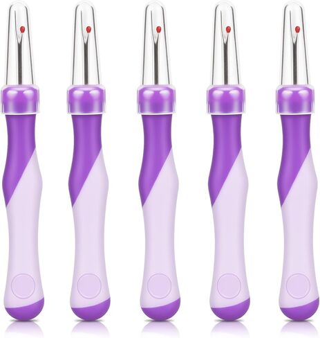 5 Pack Needle and Thread Seam Ripper, Purple Stitch Ripper Set for Sewing, Ergonomic Non-Slip Handle Seam Rippers, Handy Stitch Remover Tool for Embroidery Cross Stitch Knitting Crafting in Kuwait