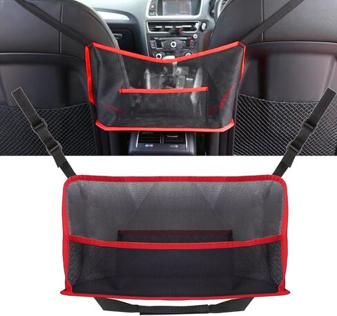Car Storage Bag, Auto Net Pocket Handbag Holder, Driver Storage Netting Pouch for Document Phone Tissue Purse Storage, Organizer Mesh Bag Between Two Seats, Backseat Pets Barrier, Black in Kuwait