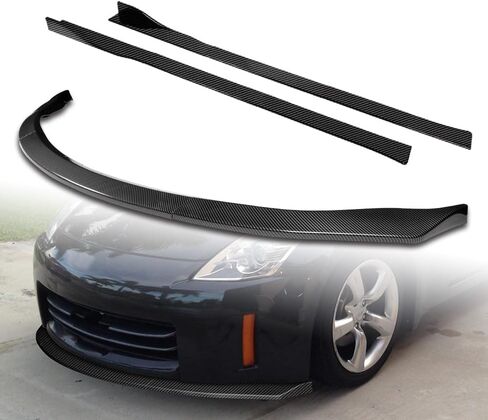 9pcs Combo Front Bumper Body Kit Lip + Side Skirt Extensions Diffuser Compatible with 2006-2009 Nissan 350Z 2007 2008 (Painted Carbon) in Kuwait