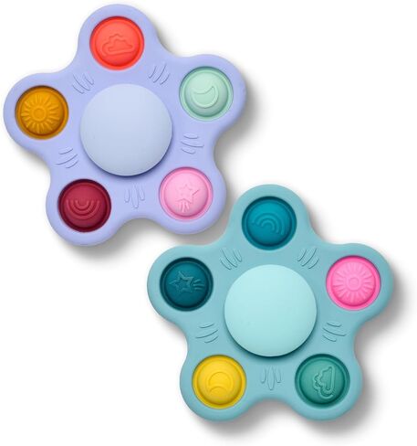Silicone Suction Cup Spinner Toy for Babies&Toddlers – Food-Grade Safe & Fun Sensory Toy – Perfect Baby Bath, High Chair & Travel Toy, Ideal Baby Gift (Sky Style) in Kuwait
