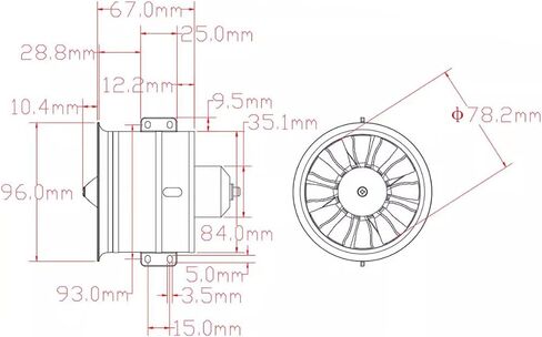 Drfeify 80mm EDF Ducted Fan 12 Blades، 6S 2000KV، 7.56lbs Thrust لطائرات RC in Kuwait
