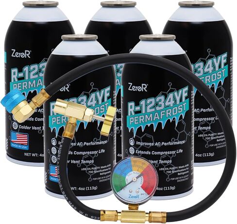 ZeroR® Permafrost لأنظمة التيار المتردد R1234YF | معزز الأداء | علبتان + جهاز قياس HD مقاس 24 بوصة in Kuwait