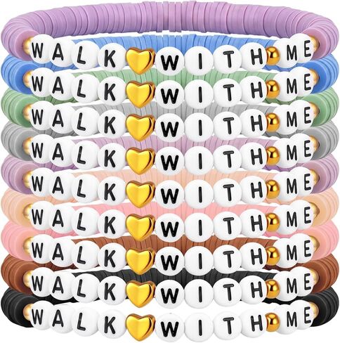 Kenning 30 Pcs Lds Easter Gifts Mormon Bracelets Bulk 2026 Walk with Me Clay Beaded Bracelets Youth Theme Gifts Church Christian Faith Baptism Gift for Men Women(Classic) in Kuwait
