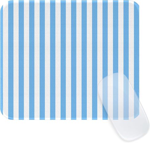 Cute Blue Stripes Mouse Pad, Waterproof Aesthetics Mouse Pads Design, Non-Slip Rubber Base Computer Simple Funny Mousepad,Small Mouse Mat Desk Accessories,Light Blue in Saudi Arabia