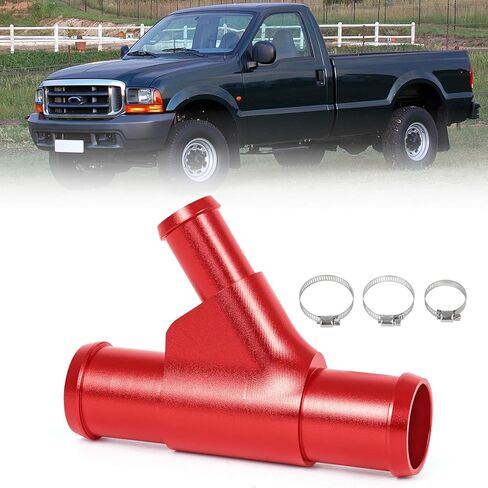 أنبوب تبريد على شكل حرف Y مناسب لمحرك الديزل Ford F250 F350 F450 F550 E350 E450 Super Duty 6.0L Powerstroke 2003-2007، أنبوب موصل خرطوم تبريد ألومنيوم مطور بدون لحام، أسود in Kuwait