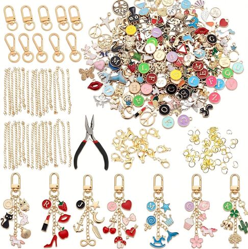 YOJO DIY Keychain Making Kit for Women & Girls, Personalized Jewelry Craft Supplies, Creative Arts and Crafts Set for Bag Charms, Phone Straps & Gifts (421Pcs) in Saudi Arabia