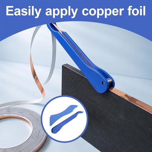 2pcs Copper Foil Hand Foiler for Stained Glass,7/32 in Stained Glass Tools,Table Foiler for Stained Glass,Stained Glass Supplies,Stained Glass Foiler,Blue Hand Foiler for Stained Glass for Crafting in Kuwait