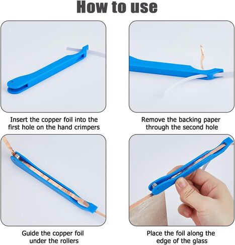 DICOSMETIC 2Pcs 7/32 Inch Copper Foil Hand Foiler for Stained Glass Hand Foiler Tool Kits Plastic Stained Glass Foil Tool Copper Foiling Hand Tools for Stain Glasses DIY, Royal Blue in Kuwait