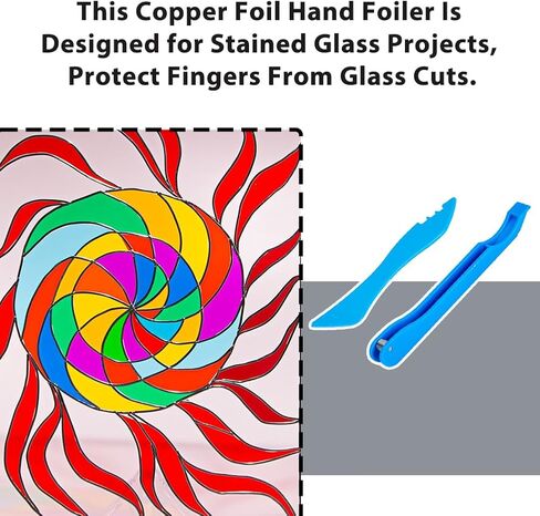 DICOSMETIC 2Pcs 7/32 Inch Copper Foil Hand Foiler for Stained Glass Hand Foiler Tool Kits Plastic Stained Glass Foil Tool Copper Foiling Hand Tools for Stain Glasses DIY, Royal Blue in Kuwait