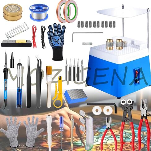 Stained Glass Kit, Stained Glass Starter Kits for Adults, Stained Glass Supplies Includes Stained Glass Grinder, 5/8" + 1" Diamond Grinder Bit, 80W Soldering Iron Kit, Glass Cutter Tool Kit in Kuwait