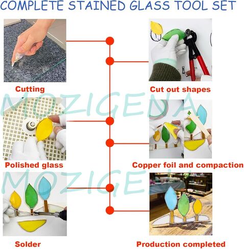 Stained Glass Kit, Stained Glass Starter Kits for Adults, Stained Glass Supplies Includes Stained Glass Grinder, 5/8" + 1" Diamond Grinder Bit, 80W Soldering Iron Kit, Glass Cutter Tool Kit in Kuwait