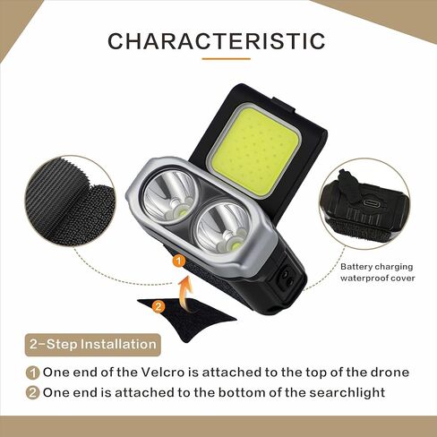 Drone Searchlight, 450lm, 6 Modes, 1200mAh, 3H Runtime, for DJI Mini 4 Pro/Mavic 3 Pro/Air 3S/Avata/Neo/Flip (black) in Kuwait