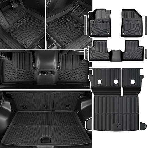 مجموعة سجادات الأرضية لسيارة Jeep Wrangler JL 2018-2025 2026 Unlimited 4 أبواب (لا تناسب JK/4XE/2-Door)، سجادة مسند الظهر TPE لجميع الأحوال الجوية، ملحقات واقيات عتبة الباب وبطانة البضائع (مجموعة سجادات الأرضية) in Kuwait