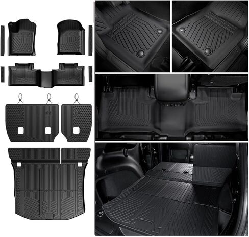 مجموعة سجادات الأرضية لسيارة Jeep Wrangler JL 2018-2025 2026 Unlimited 4 أبواب (لا تناسب JK/4XE/2-Door)، سجادة مسند الظهر TPE لجميع الأحوال الجوية، ملحقات واقيات عتبة الباب وبطانة البضائع (مجموعة سجادات الأرضية) in Kuwait