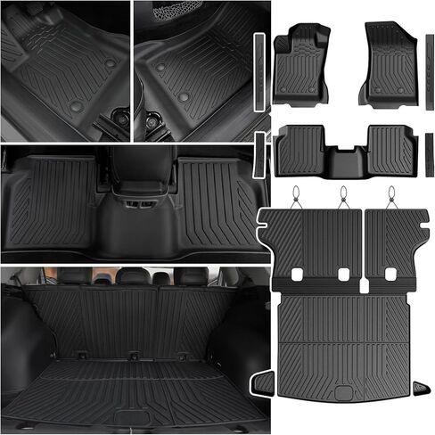 مجموعة سجادات الأرضية لسيارة Jeep Wrangler JL 2018-2025 2026 Unlimited 4 أبواب (لا تناسب JK/4XE/2-Door)، سجادة مسند الظهر TPE لجميع الأحوال الجوية، ملحقات واقيات عتبة الباب وبطانة البضائع (مجموعة سجادات الأرضية) in Kuwait