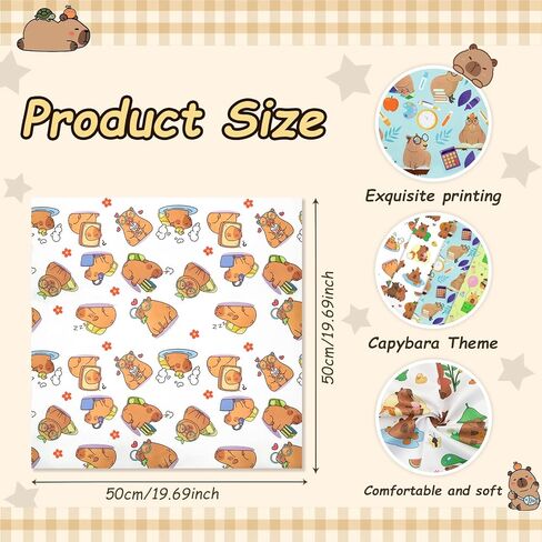 Capybara Quarters Fabric Bundles - 8Pcs, 19.7x19.7in Cute Cartoon Capy Polyester Quilting Fabric, Lovely Animals Decorative Fabric for Sewing Quilting Patchwork Wrapping Artcraft DIY in Kuwait