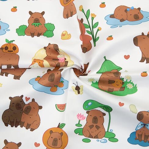 Capybara Quarters Fabric Bundles - 8Pcs, 19.7x19.7in Cute Cartoon Capy Polyester Quilting Fabric, Lovely Animals Decorative Fabric for Sewing Quilting Patchwork Wrapping Artcraft DIY in Kuwait