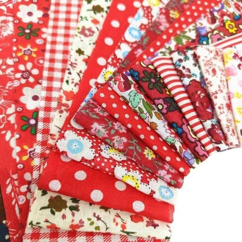 40PCS 19.69 x 2.56 Inch Floral Printed Jelly Roll Fabric,Cotton Quilting Fabric Strips,Assorted Pattern Precut Cotton Fabric Squares for Patchwork Sewing Projects and Home Decor(Red) in Kuwait