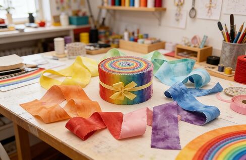20-Pack Tie-Dye Rainbow Cotton Fabric Strips,Pre-Cut Jelly Roll Fabric with Pinking Shear Edges for Quilting,Patchwork,DIY Sewing & Craft Projects in Kuwait
