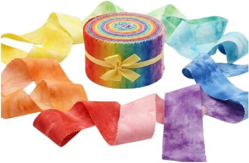 20-Pack Tie-Dye Rainbow Cotton Fabric Strips,Pre-Cut Jelly Roll Fabric with Pinking Shear Edges for Quilting,Patchwork,DIY Sewing & Craft Projects in Kuwait