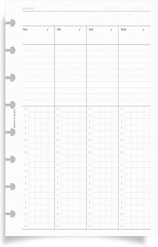 Weekly Schedule A5 Size Planner Inserts – Undated Monday-Start, 32 Pages (16 Double-Sided), Time-Blocking Layout with Hourly Slots + Notes Grid, Pre-Punched Heavyweight Paper in Kuwait