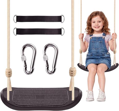 Kids Swing for Tree, Heavy Duty Swing Seat for Backyard & Outdoor, Tree Swings for Kids Outdoor, Ergonomic Contoured Plastic Swing with Straps, 264 lbs Capacity, Green in Saudi Arabia