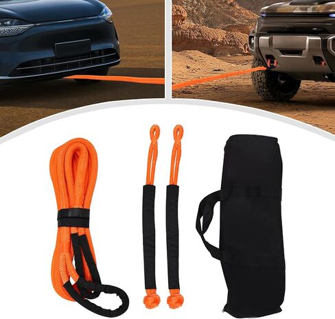 Kinetic Recovery Rope, 1in x 20ft Heavy Duty Tow Strap with 30580lbs Break Strength & Soft Shackles, High Elasticity Off Road Recovery Kit for Truck, SUV, UTV, ATV, Jeep in Kuwait