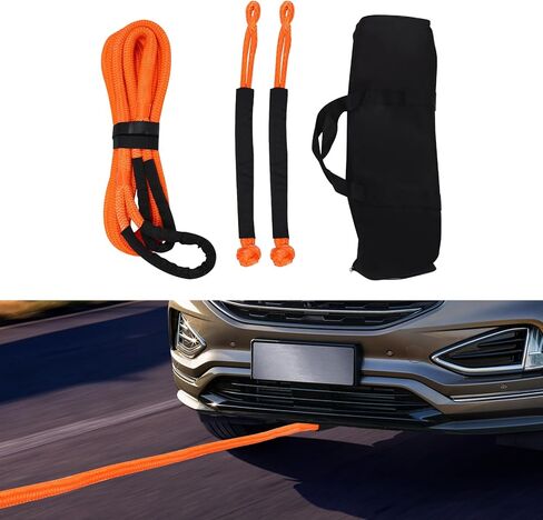 Kinetic Recovery Rope, 1in x 20ft Heavy Duty Tow Strap with 30580lbs Break Strength & Soft Shackles, High Elasticity Off Road Recovery Kit for Truck, SUV, UTV, ATV, Jeep in Kuwait