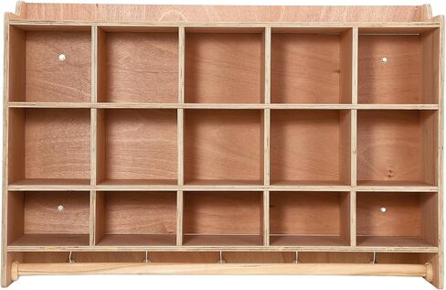 Patikuin Mobile 20-Cubby Storage Cabinet – Coat Locker, Hooks, Anti-Tip Anchors, 4 Casters, 2 Storage Boxes – Office, TrainingRoom, Daycare & Home Organizer, Natural Wood – 20-Grid Cabinet in Saudi Arabia