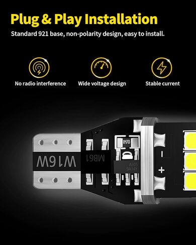 T15 921 912 906 LED Bulbs Xenon White Back Up Light 2835 Chipsets Compatible with 2003-2015 2016 2017 2018 2019 2020 Toyota Corolla Reverse Lights, Pack of 2 in Kuwait