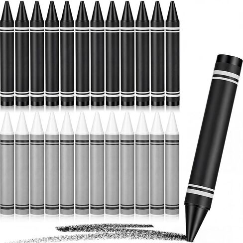 Shappy 24 Pcs Washable Jumbo Crayons Bulk Large Crayons, 3.86 x 0.55 Inch Smooth Washable Fat Crayon Art Painting Drawing Supplies for Office, Home, Travel and Back to School(White) in Kuwait