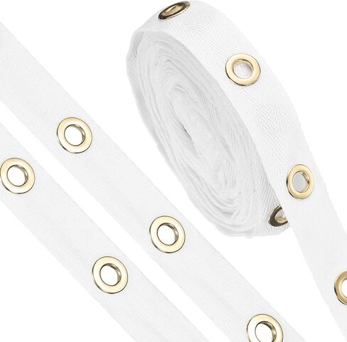 uxcell 3 Yard Cotton Eyelet Trim with Grommets, 0.79 Inch Wide Eyelet Twill Tape for Sewing Garment Corset Shirt, Black + Gold in Kuwait