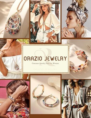 ORAZIO Acrylic Jewelry Set for Women Statement Boho Resin Earrings Necklace Bracelet in Saudi Arabia