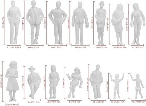 VICDUEKG 20 Pcs 1: 25 Scale White Miniature People Figurines Sitting and Standing Unpainted Mini People Figures Model Trains Architectural Tiny Plastic People for Projects Diorama Miniature Scenes in Kuwait